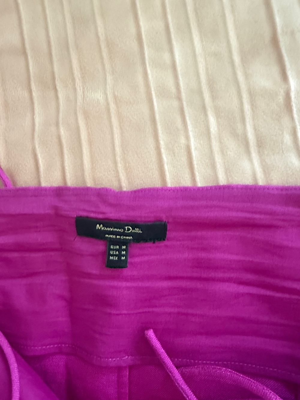 Massimo Dutti Fuchsia Pink Linen Blend Strappy Straps Midi Dress Slip Dress Sz M - Picture 13 of 16
